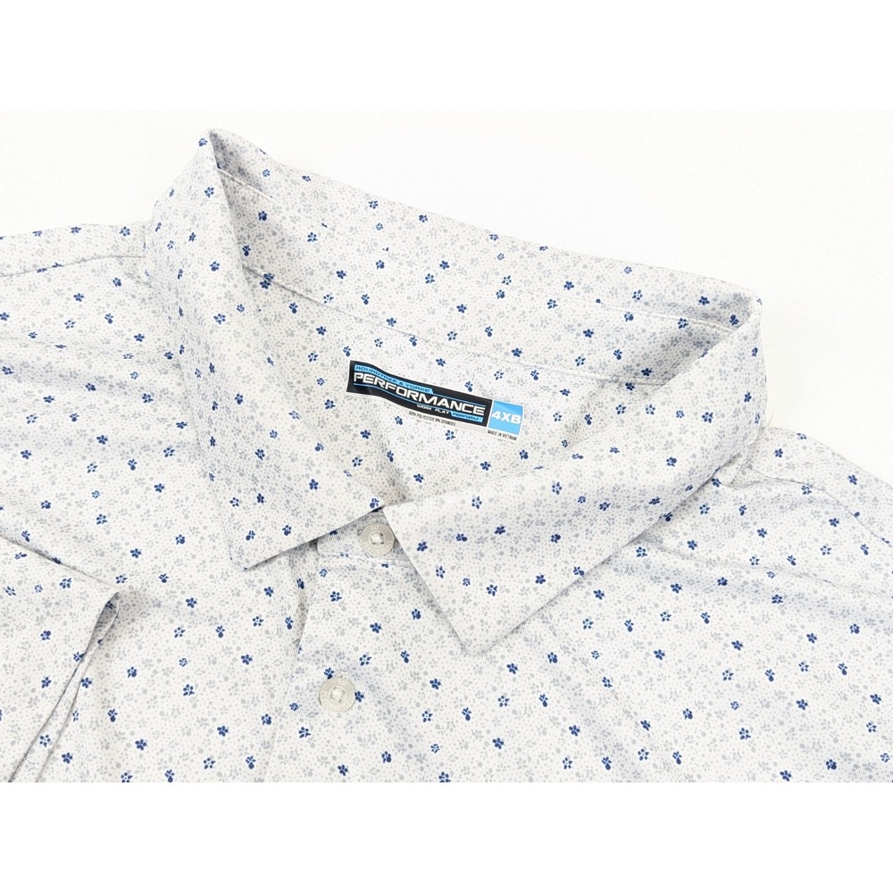 Mens 4XB Performance Polo Shirt 4XL Floral Golf Blue White Roundtree Yourke